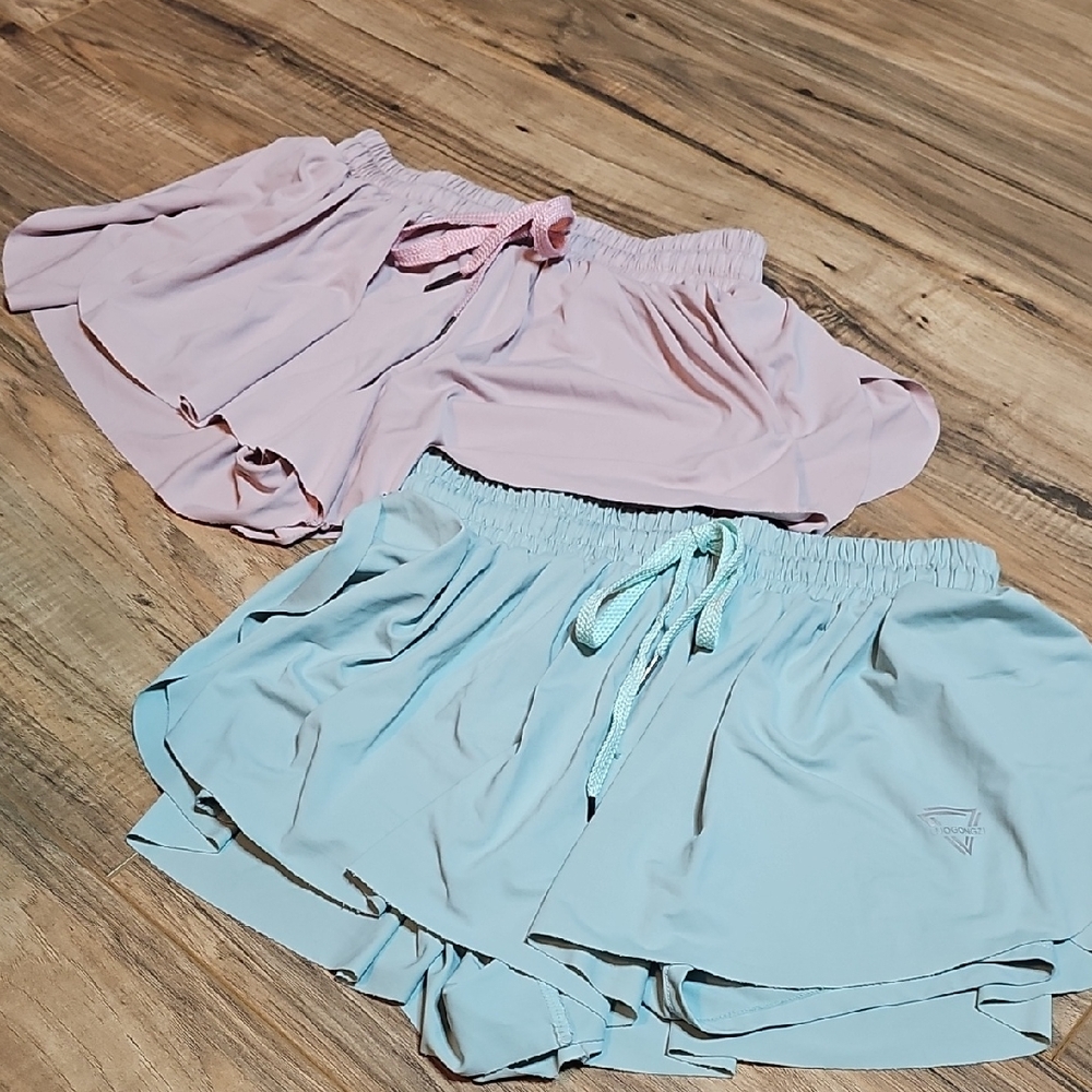 Women's Athletic Shorts - Pink and Blue
